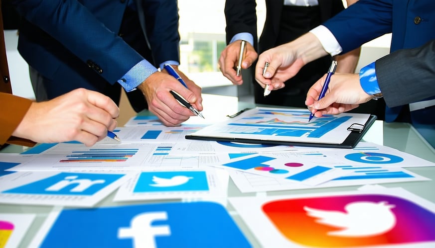 Business team planning social media campaign